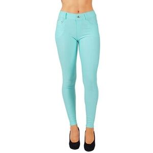 Jean Look Jeggings Tights Slim Fit Pull Up Pants 